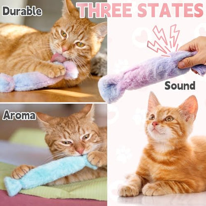 Cat Kicker Toy 3Pcs, Candy Shape Catnip Toys for Cats, Catnip Toys with Crinkle Paper. Indoor Kitten Toy Kicker Pillows. - style: Candy 3pcs