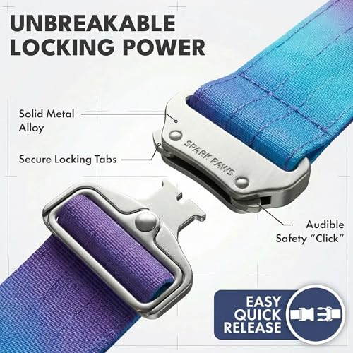 Spark Paws Tactical Dog Collar - Heavy Duty, Premium Quality, Thick and Durable for Large and Medium Dogs - 90s Retro - L - 1.5" - color: 90s Retro, size: L: 21"-26" [1.5" wide]