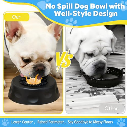 Slow Feeder Dog Bowls for Liquid Treats, Ball-in Interactive Bone Broth Dog Lick Bowl, 250ml Pup Lick Mat Toy for Large Medium Small Breeds, Ideal for Dietary Supplement & Post-op Nutrition (Black) - color: Black