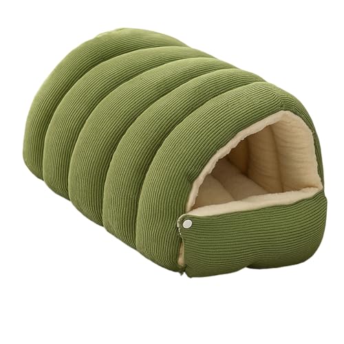 Rulbelok Enclosed Washable Cats Shelter Soft Cotton Filling Velvets Cover Stress Reducing Bed Nonslip Base Home Decors Piece Nonslip Base Cats House - color: Light Green, size: Large size