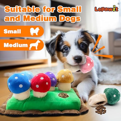 Hide and Seek Dog Toys, Squeaky Interactive Puzzle Dog Toys for Boredom and Stimulation, Dog Enrichment Toys for Small and Medium Dogs (Mushrooms, Pack of 7) - style: B-Mushrooms
