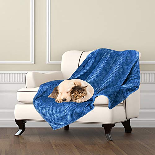 Dog Blanket,Soft Fuzzy Blankets for Puppy, Small,Medium,Large,X-Large Premium Fluffy Blankets Plush Fleece Throw Dog Bed, Couch, Sofa, Reversible Travel Warm Covers - color: Blue, size: L（40x47 inches）
