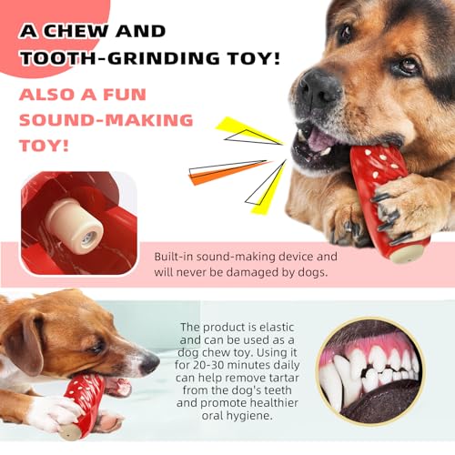 LiuMelinda Dog Chew Toys for Aggressive-Chewers - Indestructible Dog Toy for Aggressive Chewer，Tough Chew Toys for Dogs （Rubber Red Meat Stick） - color: 03-Red Meat Stick