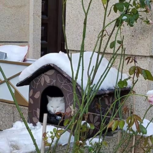 Outdoor Cat House, Cat Houses for Outdoor Cats, Weatherproof Warm and Insulated Cat House with Transparent Curtain Pet House, Stray Cats Shelter (Shabby Chic, Small-Houses) - style: Shabby Chic