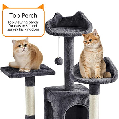 Yaheetech 72-inch Cat Tree, Multi-Level Cat Tower with 2 Condos & 6 Scratching Posts, 3 Perches & Detachable Toy Ball, Pet Furniture Play House for Kittens/Cats, Dark Gray - color: Dark Gray