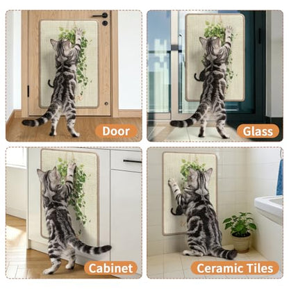 Sisal Cat Scratcher Mat Cat Wall Scratcher for Indoor Scratch Pad Wall Mounted Scratching Post to Protect Couch Carpet Furniture 23.6"x15.7" (Green Plant Cat) - color: Green Plant Cat