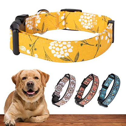 Dog Collar for Small Medium & Large Dogs - Heavy Duty Cotton, Long Lasting, Adjustable, Strong and Durable Puppy Quick Release Buckle - Yellow Spring Quality Collar - color: Yellow Spring, size: Small