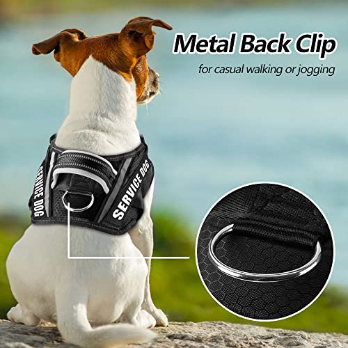 Dog Vest Harness and Patches Set, Animire in Training Service Dog Harness with 10 Dog Patches, Reflective Dog Vest with Handle for Small, Medium, Large, and Extra-Large Dogs - color: Black, size: XX-SMALL (Chest:12-15 Inch)