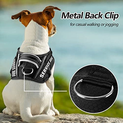 Dog Vest Harness and Patches Set, Animire in Training Service Dog Harness with 10 Dog Patches, Reflective Dog Vest with Handle for Small, Medium, Large, and Extra-Large Dogs - color: Black, size: MEDIUM (Chest: 21-28 Inch)
