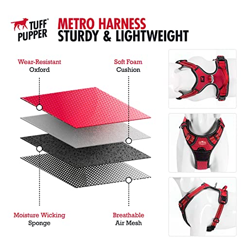 Tuff Pupper No Pull Easy Walk Dog Harness | Heavy Duty Pet Vest | Front & Back Leash Clips | Strong Safety Handle | Reflective Anti Pull Vest | Comfortable Padded Escape Proof Harness (Small, Red) - color: March Red, size: Small (Neck: 10-17" , Chest: 14-