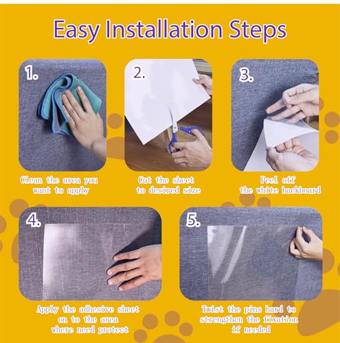 Anti-Cat Scratch Furniture Protector-16-Pack –Single-Sided, Heavy-Duty Self-Adhesive Tape, No-Residue for Couch, Doors & Walls - with 70 Twist Pins (16P+70 Pins) - size: 16P + 70 pins