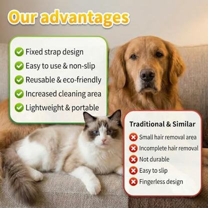 Pet Hair Removal Glove for Cats & Dogs, Reusable Electrostatic Fur Remover Mitt, Washable Five-Finger Cleaning Tool for Couch, Carpet, Car Seat, Clothing & Laundry