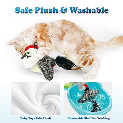 LEWISER Cat Toys, Flapping Wings Cute Woodpecker, No Flying, Chirping Bird Interactive Catnip Toy for Kitten or Small Dogs, Touch Activated, Rechargeable - color: Flap Woodpecker