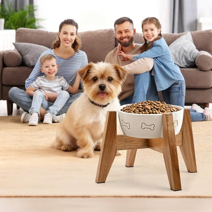 RAINBLELAND Elevated Dog Bowl Stand for Small Dogs, 7" Tall Raised Dog Bowl Stand Fits Up to 7" Bowls, Solid Acacia Wood Dog Bowl Holder, Set of 2 Wooden Dog Feeding Stands (Stand Only) - color: Small - 2 Pack