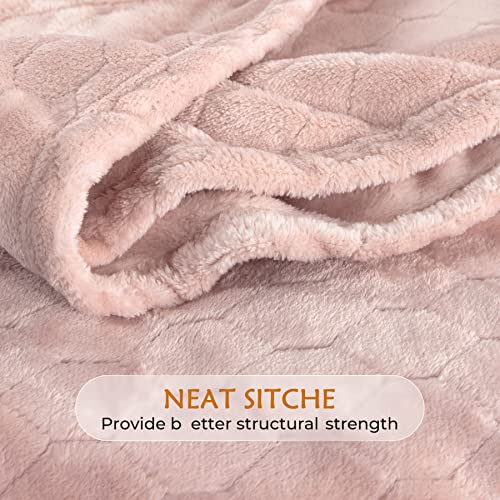 TOONOW Fleece Blanket Textured Fuzzy Plush Throw Blanket Twin Size 60" x 80", Super Soft Fluffy Bed Blanket Geometric Pattern Comfy Microfiber Flannel Blankets for Couch, Bed, Sofa, Light Pink - color: Light Pink, size: Twin- 60" x 80"