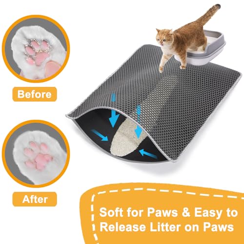 Cat Litter Mats-Extra Large 47''x36'' Litter Trapping Mat for Cat-XXL Litter box Matt for Floor-2 Layer Catcher Rug for Pet kitty Litterbox-Waterproof Urine Proof,Non-Slip