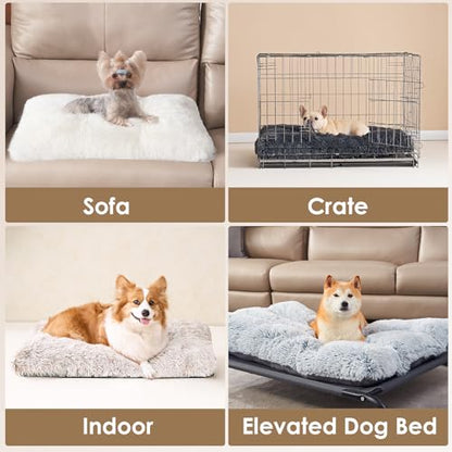 EHEYCIGA Fluffy Dog Crate Bed for Medium Dogs, Plush Faux Fur Crate Pad, Calming Anti Anxiety Medium Dog Bed, Washable Soft Warm Mat with Non-Slip Bottom, Brown - color: Brown, size: 29.5 x 20