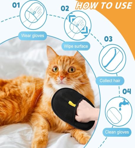 2 PCS Pet Hair Removal Glove for Dogs Cats, Thickened Washable Reusable Grooming Mitt Remover Gentle Massage Deshedding for Short Long Hairs 2025 New