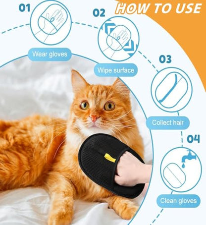 2 PCS Pet Hair Removal Glove for Dogs Cats, Thickened Washable Reusable Grooming Mitt Remover Gentle Massage Deshedding for Short Long Hairs 2025 New