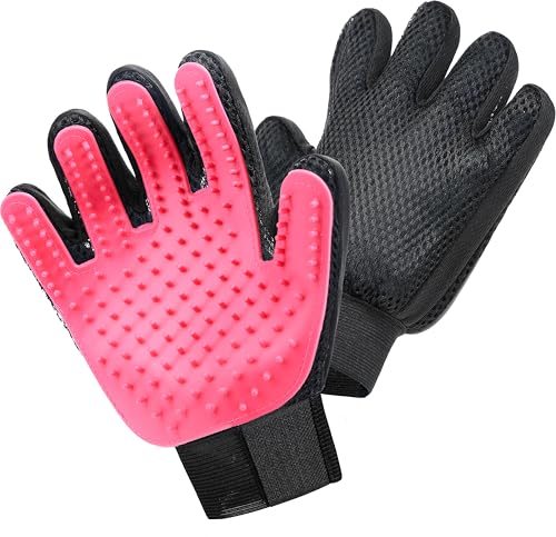 Maxpower Planet Pet Grooming Gloves for Dogs and Cats - Grooming Mitt for Dogs -Cat Gloves - Hair Removal Bruh - All Hair Types - color: Pink