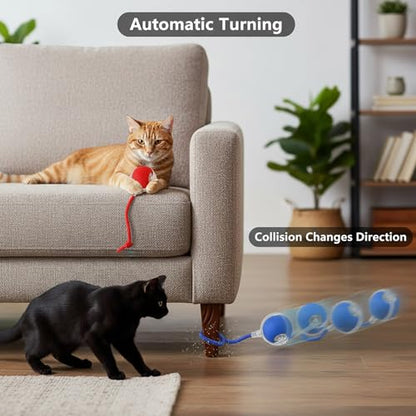 Interactive Cat Toys Ball for Cats - Upgrade Automatic Cat Toys for Indoor Cats, 3 Modes 2 Speed Moving Cat Ball (Green) - color: Green
