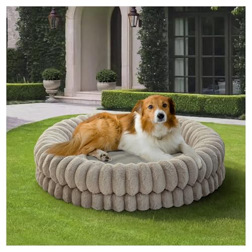 BALANCE Luxury Donut Dog Bed, 36 Inches Round Dog Beds Large Sized Dogs Washable, Orthopedic Calming Dogs Bed for Pets with Anti-Slip Bottom, Oatmeal - color: Oatmeal, size: 36.0"L x 36.0"W x 7.5"Th