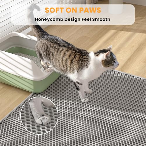 Pieviev 2 Packs Cat Litter Mat Double Layer Waterproof Urine Proof Trapping Mat (30''X24'', Gray) - color: Gray