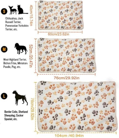 1 Pack 3 Small Puppy Blankets Super Soft Warm Sleep Mat Fluffy Premium Fleece Pet Blanket Flannel Throw for Dog Puppy Cat - White Paw Print Small(23"x15") - color: White-paw(pack of 3), size: Small(23"x15")
