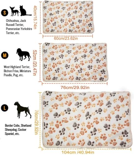 1 Pack 3 Small Puppy Blankets Super Soft Warm Sleep Mat Fluffy Premium Fleece Pet Blanket Flannel Throw for Dog Puppy Cat - White Paw Print Small(23"x15") - color: White-paw(pack of 3), size: Small(23"x15")
