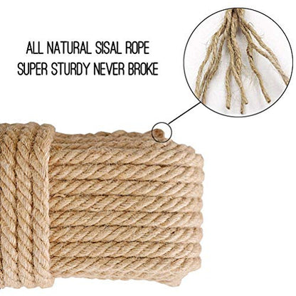 Aoneky Natural Sisal Hemp Rope for Cat Scratching Post Replacement, 3/8 Inch Refurbishment Cord to Repair Cat Tree, Tower & Protect Furniture, 66 FT - size: 3/8'' 66 Ft