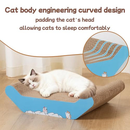 Cardboard Cat Scratcher Bed 16.9 Inch Cat Scratch Box with Cat Scratching Pad for Indoor Cats - size: 16.5 x 11.4 x 4.7 inches