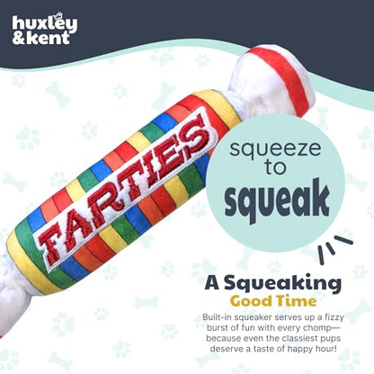 Huxley & Kent Funny Dog Toy w/Squeaker – Power Plush Squeaky Dog Toys for Small, Medium & Large Dogs – Soft Stuffed Animal for Indoor Play & Fetch - Farties, Small - size: Small, style: Farties