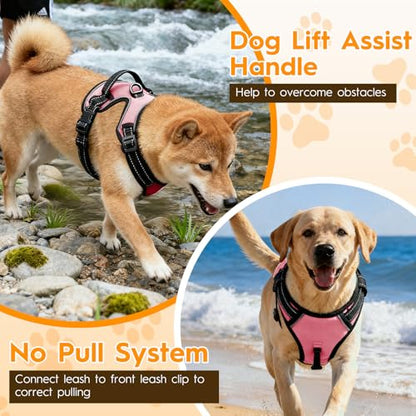 No Pull Dog Harness, No Chock Reflective Adjustable Soft Padded Pet Vest with Easy Control Handle, Easy Wearing with Stylish, Reinforced Knot, 2 Buckles - color: Pink, size: X-Small