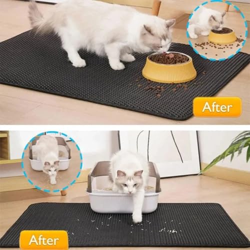 Double-Layer Cat Litter Mat, Extra Large Anti-Tracking Trapping Mat,Waterproof Non-Slip for Single/Multi-Cat Households - Keep Floors Clean(17.72x23.62Inch)