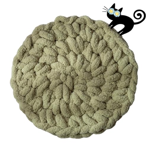 Cat Self-Warming Knitted Bed Mat, Extra-Soft Warm Round Washable Pads Cushions for Indoor Kittens & Kitty Small Pets Cat Trees (Green,X-Large) - color: green, size: X-Large