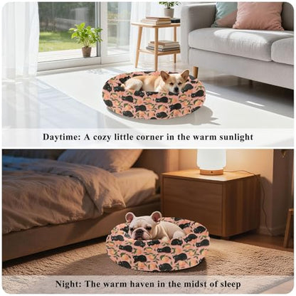 Pet Bed Cat Sweet Peach Cat Snuggler Soft Winter Cushion, Cozy Round Bolster Nest for Indoor Kittens & Small Pets 15" - size: X-Small