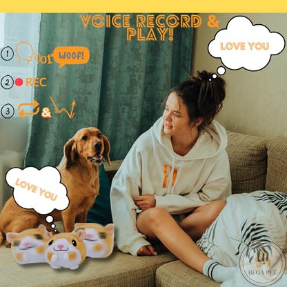 Interactive Dog Toys for Boredom 6.5 in - Rechargeable Moving Dog Chew Crab Toy for Small Medium Large Dogs to Keep Them Busy Hamster Jumping Squeaky Puppy Toy with Recording and Music, Gift