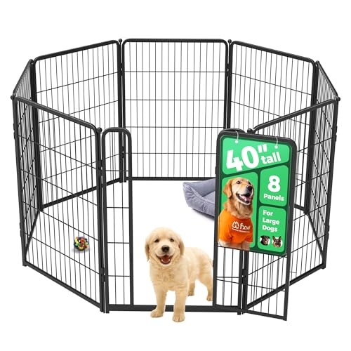 FXW Homeplus Unleashed Indoor Dog Playpen - Stress-Free and Safe Play, Heavy Duty 40 Inch 8 Panels Dog Pen for Medium and Large Dogs, Black│Patented - color: Black, size: 40"H