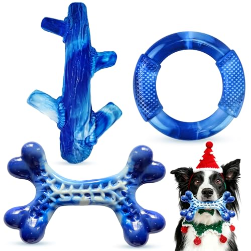 Furdog Indestructible Dog Toys for Aggressive Chewers 3 Pack, Tough Dog Toys for Large Dogs Chew Toys Keep Them Busy, Bacon Flavor, Blue - color: Blue, size: 3 Packs