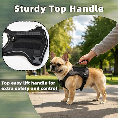 AIITLE Small Dog Harness No Pull, Reflective Adjustable Vest with Handle, No Choke Design, Dual Metal Leash Clips for Walking Training Running Camping, Small Medium Breeds - Black XS - color: Black, size: XS