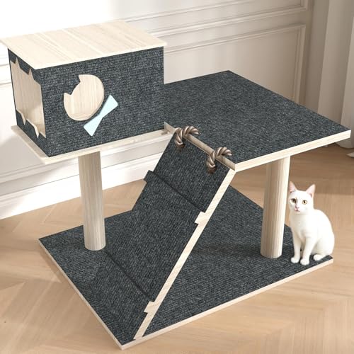 Decotalk Cat Wall Scratcher Adhesive Wall Scratchers for Indoor Cats Dark Grey Peel and Stick Carpet Walls Mounted Cat Scratching Pad 12"x78.7" Gray Corner Walls Scratching Post Furniture Protectors - size: 12" x 78.7"