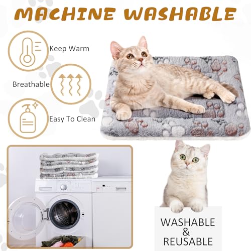 Tuanse 4 Pack Ultra Soft Dog Cat Bed Mat Small Animal Guinea Pig Bed with Cute Print Reversible Fleece Dog Crate Kennel Pad Cozy Washable Thickened Hamster Pet Beds Mat(21 x14 Inches,Light Gray) - color: Light Gray, size: 21 x 14 Inches