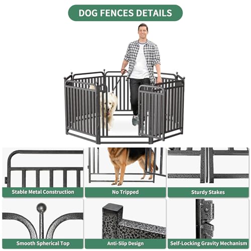 32 Inch Dog Playpen Outdoor, 8 Panels Puppy Playpen Heavy Duty Dog Play Pen Indoors, Rust Resistant Dog Pen for Large/Medium/Small Dogs, Dog Fence for RV Camping - style: 32" H