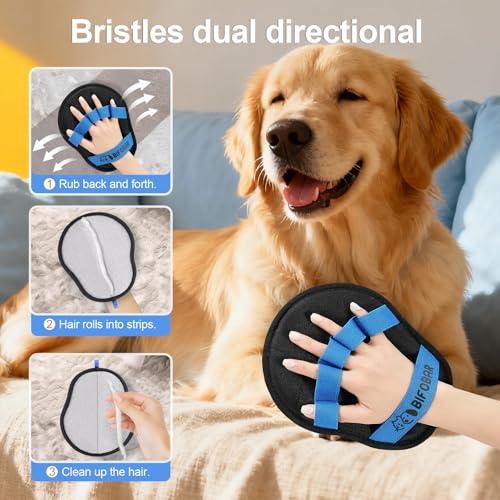 Pet Hair Removal Glove - Magic Brush Electrostatic Mitt for Dogs & Cats, Reusable Grooming Gloves - Dog Hair Remover Tool with 5-Finger Design for Couch, Carpet, Furniture