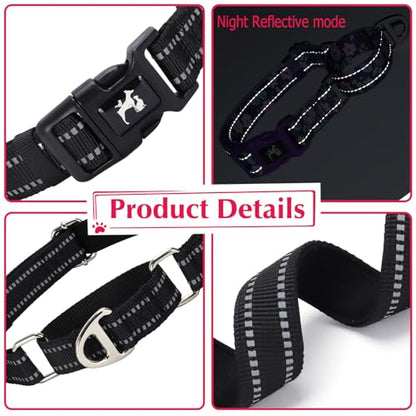 Martingale Collar for Small Dogs Reflective Nylon Dog Collar with Quick Release Buckle Adjustable Training No Slip Dog Collar (S, Black) - color: A, size: S