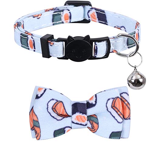 2 Pack/Set Cat Collar Breakaway with Cute Bow Tie and Bell for Kitty Adjustable Safety