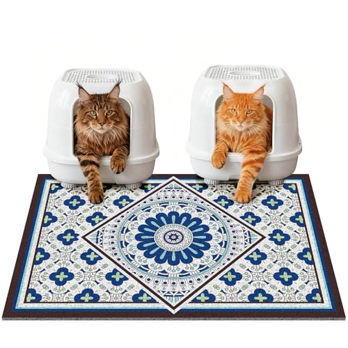 Jumbo Cat Litter Mat Catcher 35"x24" | Ultra-Absorbent Litter Box Rug with PVC Mesh | Non-Slip Cat Rug for litter box, Washable Kitty Litter Mat For Indoor,Garden - color: Navy Blue, size: 35“ x 24”