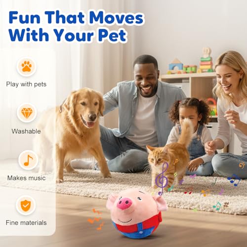 Interactive Dog Toys, 2026 New Active Moving Squeaky Dog Ball with Talking Sound, Rechargeable Washable Plush Toy (Rabbit) - color: Rabbit