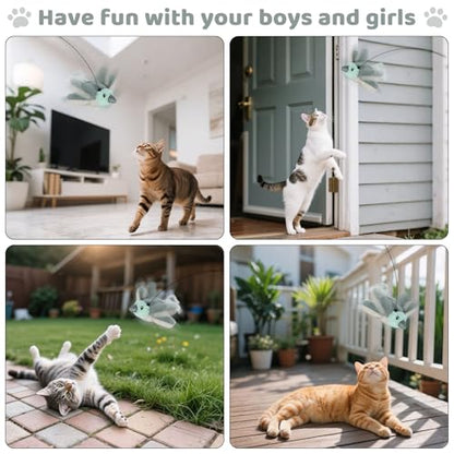 Cat Toys Flapping Birds with Catnip Bags, Chirping Interactive Kitten Toy Indoor, Lifelike Birdie Tweets, Rechargeable Enrichment Moving Wings Cat Exercise Toys Kicker for All Breeds Cat Dog(Gray) - color: A5