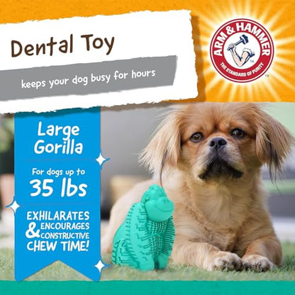 Arm and Hammer for Pets Super Treadz Gorilla Dental Chew Toy for Dogs - Reduces Plaque and Tartar Without Brushing, Baking Soda Infused, Dishwasher Safe, Dogs Up to 35 Lbs - 3 Pack - size: Large (Pack of 3), style: Gorilla